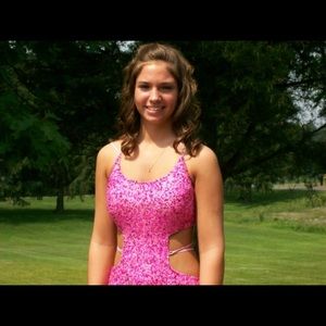 Bedazzled pink prom dress